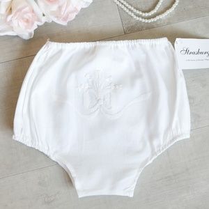 Strasburg RARE FIND Fancy Diaper Cover Bloomer White Embroidery 3-6 Months